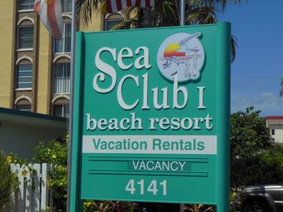 Sea Club I Beach Resort signage on Longboat Key